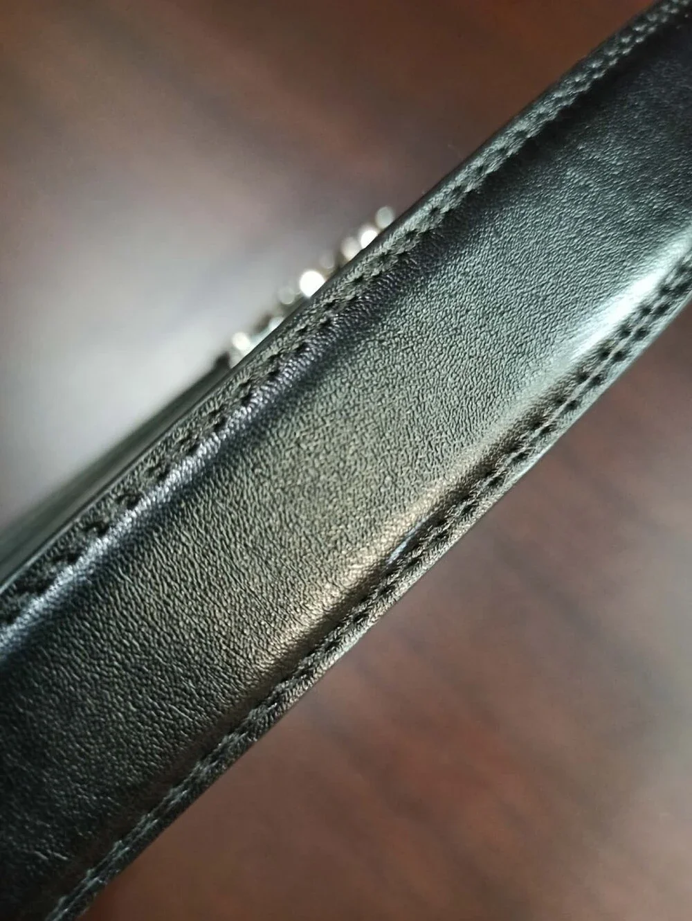 Mission Men's Black Genuine Leather Plaque Buckle Belt Size 40